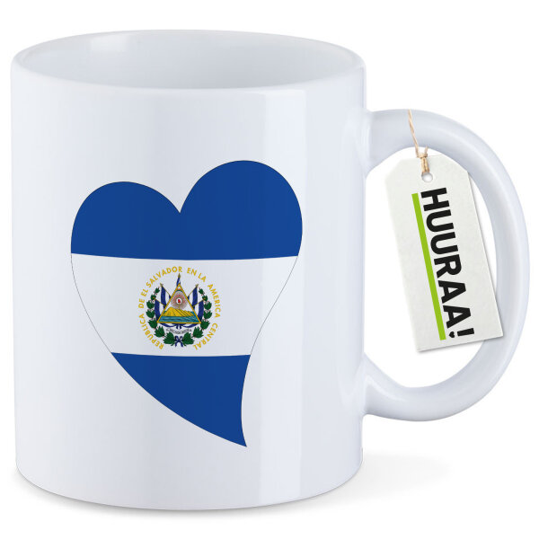 Kaffeetasse El Salvador Flagge Herz 330ml