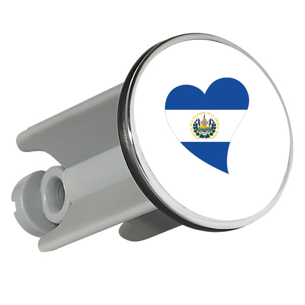 Waschbeckenstöpsel El Salvador Flagge Herz 4cm Abflussstopfen