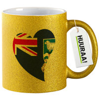 Glitzertasse Falklandinseln Flagge Herz 330ml