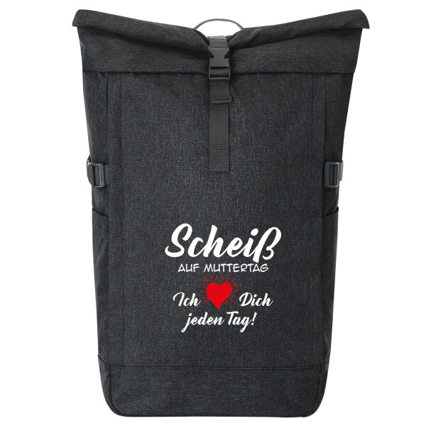 Kurierrucksack Scheiß auf Muttertag liebe dich jeden Tag 30-44 Liter Black Melange