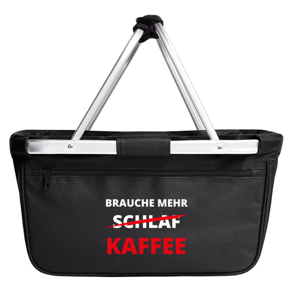 Einkaufskorb faltbar Brauche mehr Schlaf Kaffee 20 Liter Black