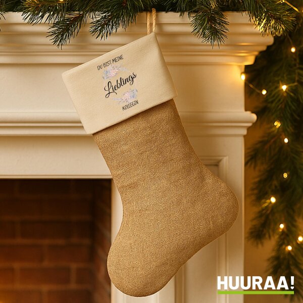 Weihnachtsstrumpf Du Bist Lieblings Kollegin Beige Jute