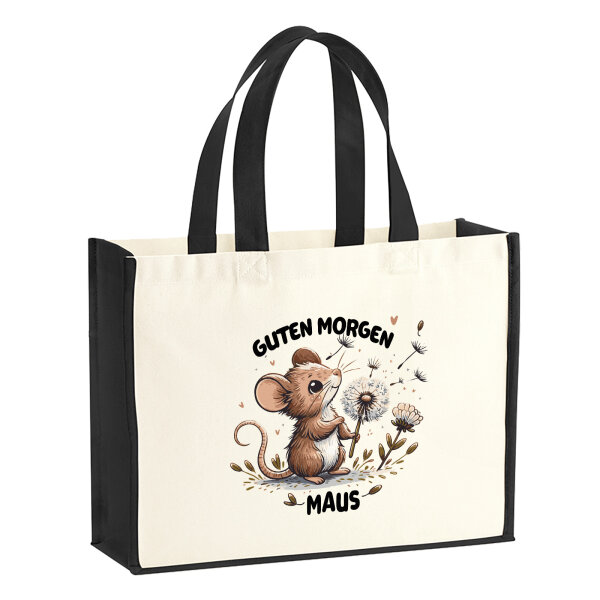 Jutetasche Guten Morgen Maus 21 Liter Black