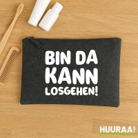 Kulturbeutel Bin da  kann losgehen 1 Liter Charcoal