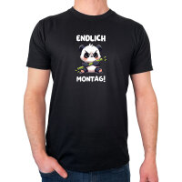 Herren T-Shirt Endlich Montag grimmiger Panda