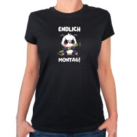 Damen T-Shirt Endlich Montag grimmiger Panda