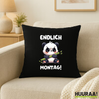 Kissen Endlich Montag grimmiger Panda 40x40cm