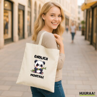 Jutebeutel Endlich Montag grimmiger Panda 10 Liter
