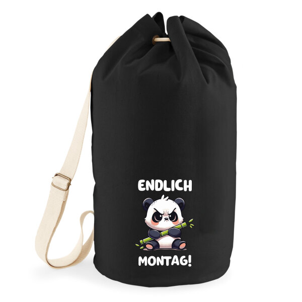 Seesack Endlich Montag grimmiger Panda 20 Liter Black