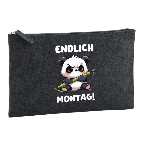 Kulturbeutel Endlich Montag grimmiger Panda 1 Liter Charcoal