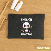Kulturbeutel Endlich Montag grimmiger Panda 1 Liter Charcoal