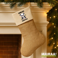 Weihnachtsstrumpf Endlich Montag grimmiger Panda Beige Jute