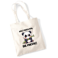 Jutebeutel Halt die Fresse grimmiger Panda 10 Liter