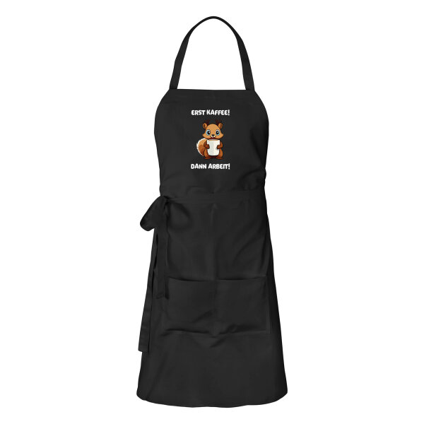 Schürze Erst Kaffee dann Arbeit Eichhörnchen mit Taschen