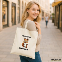 Jutebeutel Erst Kaffee dann Arbeit Eichhörnchen 10...