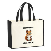 Jutetasche Erst Kaffee dann Arbeit Eichhörnchen 21...