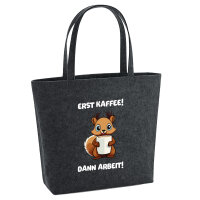 Filz Shopper Erst Kaffee dann Arbeit Eichhörnchen 22...