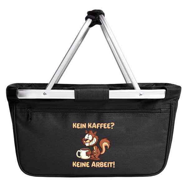Einkaufskorb faltbar Kein Kaffee keine Arbeit Eichhörnchen 20 Liter Black