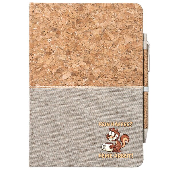 Notizbuch A5 Kein Kaffee keine Arbeit Eichhörnchen 80 Blatt inkl. Kugelschreiber