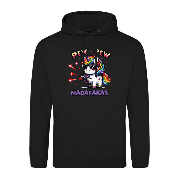 Unisex Hoodie Pew Pew cooles Einhorn