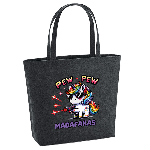 Filz Shopper Pew Pew cooles Einhorn 22 Liter