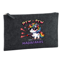 Kulturbeutel Pew Pew cooles Einhorn 1 Liter Charcoal