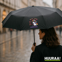 Regenschirm Pew Pew cooles Einhorn 98cm Schwarz