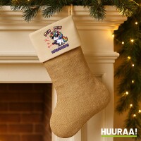 Weihnachtsstrumpf Pew Pew cooles Einhorn Beige Jute