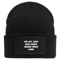 Beanie mit Patch Gut das mich keiner denken hört Black