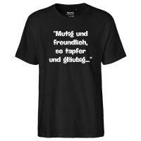 Herren T-Shirt Mutig freundlich tapfer und gläubig