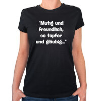 Damen T-Shirt Mutig freundlich tapfer und gläubig