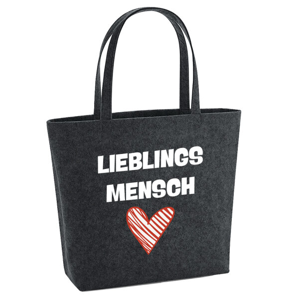 Filz Shopper Lieblingsmensch Herz 22 Liter