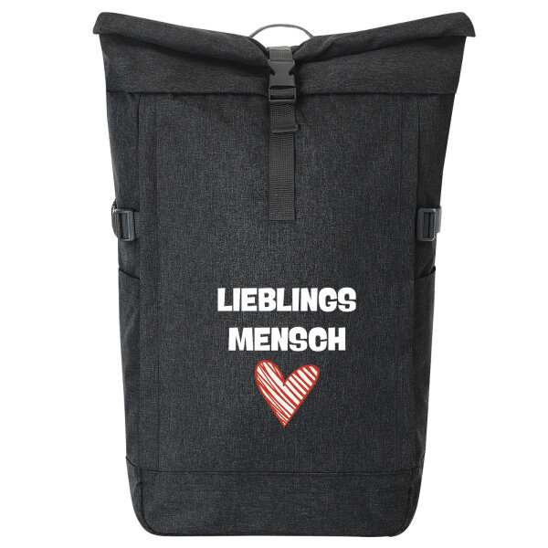 Kurierrucksack Lieblingsmensch Herz 30-44 Liter Black Melange