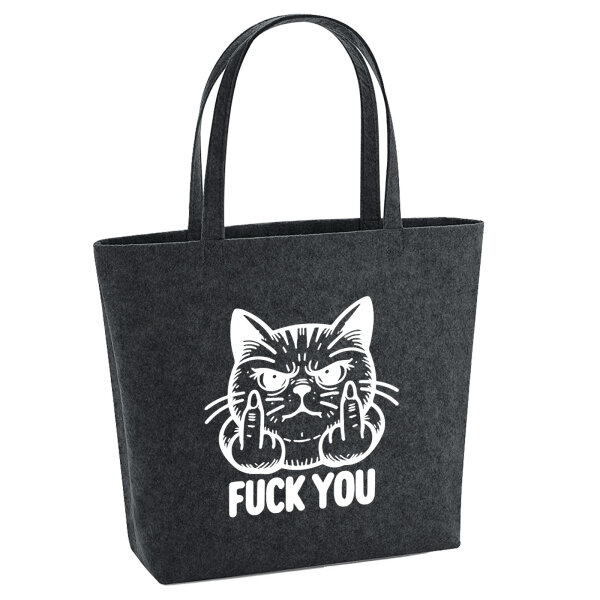 Filz Shopper F*ck you grimmige Katze 22 Liter