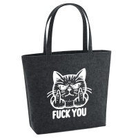 Filz Shopper F*ck you grimmige Katze 22 Liter