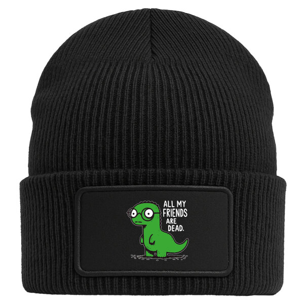 Beanie mit Patch All friends are dead T-Rex Black