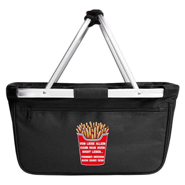 Einkaufskorb faltbar Liebe allein nicht Pommes dabei 20 Liter Black
