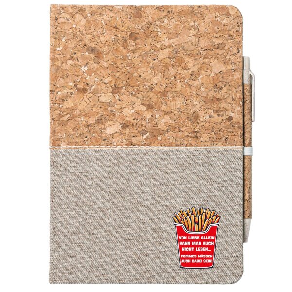 Notizbuch A5 Liebe allein nicht Pommes dabei 80 Blatt inkl. Kugelschreiber