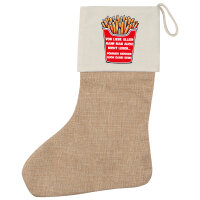 Weihnachtsstrumpf Liebe allein nicht Pommes dabei Beige Jute
