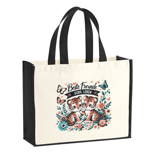 Jutetasche Beste Freunde Tiger 21 Liter Black