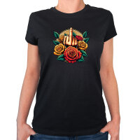 Damen T-Shirt Mittelfinger Rosen