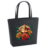 Filz Shopper Mittelfinger Rosen 22 Liter