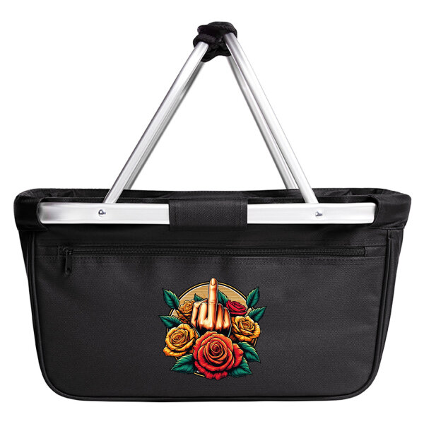 Einkaufskorb faltbar Mittelfinger Rosen 20 Liter Black