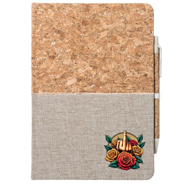 Notizbuch A5 Mittelfinger Rosen 80 Blatt inkl. Kugelschreiber