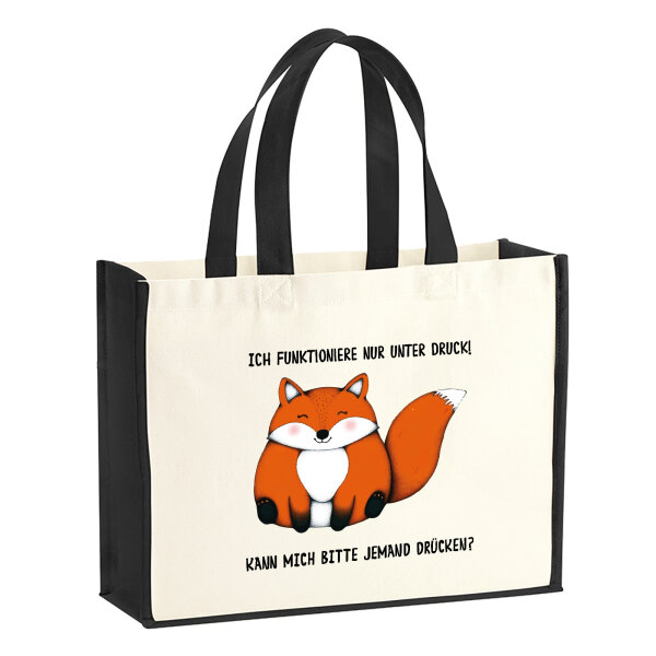 Jutetasche Drück mich Fuchs 21 Liter Black