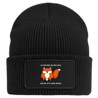 Beanie mit Patch Drück mich Fuchs Black