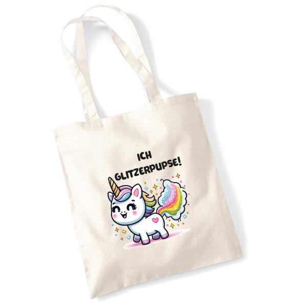 Jutebeutel Ich Glitzerpupse Einhorn 10 Liter