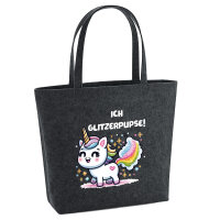 Filz Shopper Ich Glitzerpupse Einhorn 22 Liter