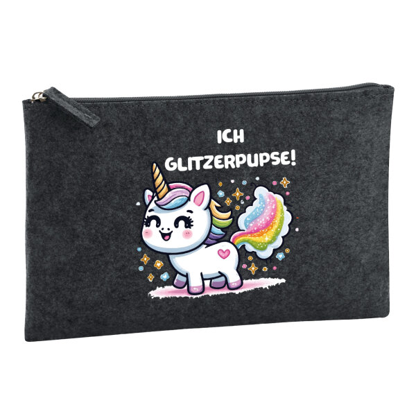 Kulturbeutel Ich Glitzerpupse Einhorn 1 Liter Charcoal