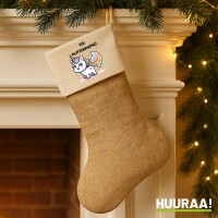 Weihnachtsstrumpf Ich Glitzerpupse Einhorn Beige Jute